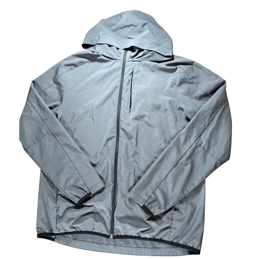 Tek Gear Mens Gray Lightweight Full Zip Hooded‎ Performance Jacket Medium